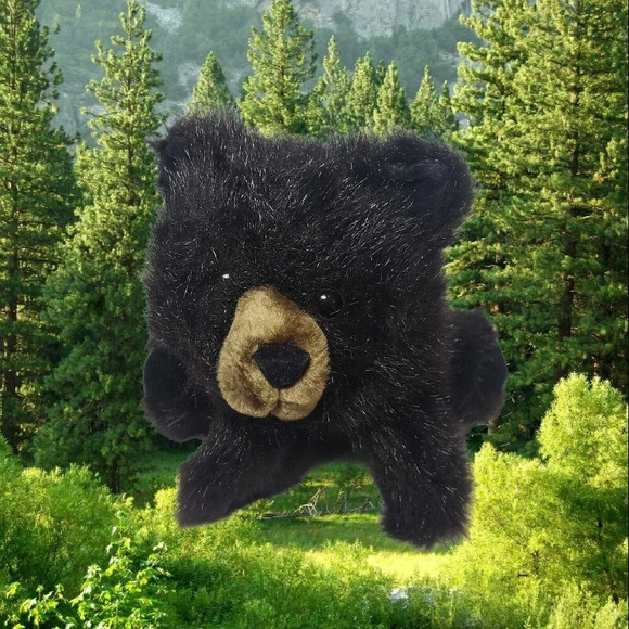 Folkmanis Hand Puppet Baby Black Bear Realistic Cuddly 9 inches - Picture 1 of 9